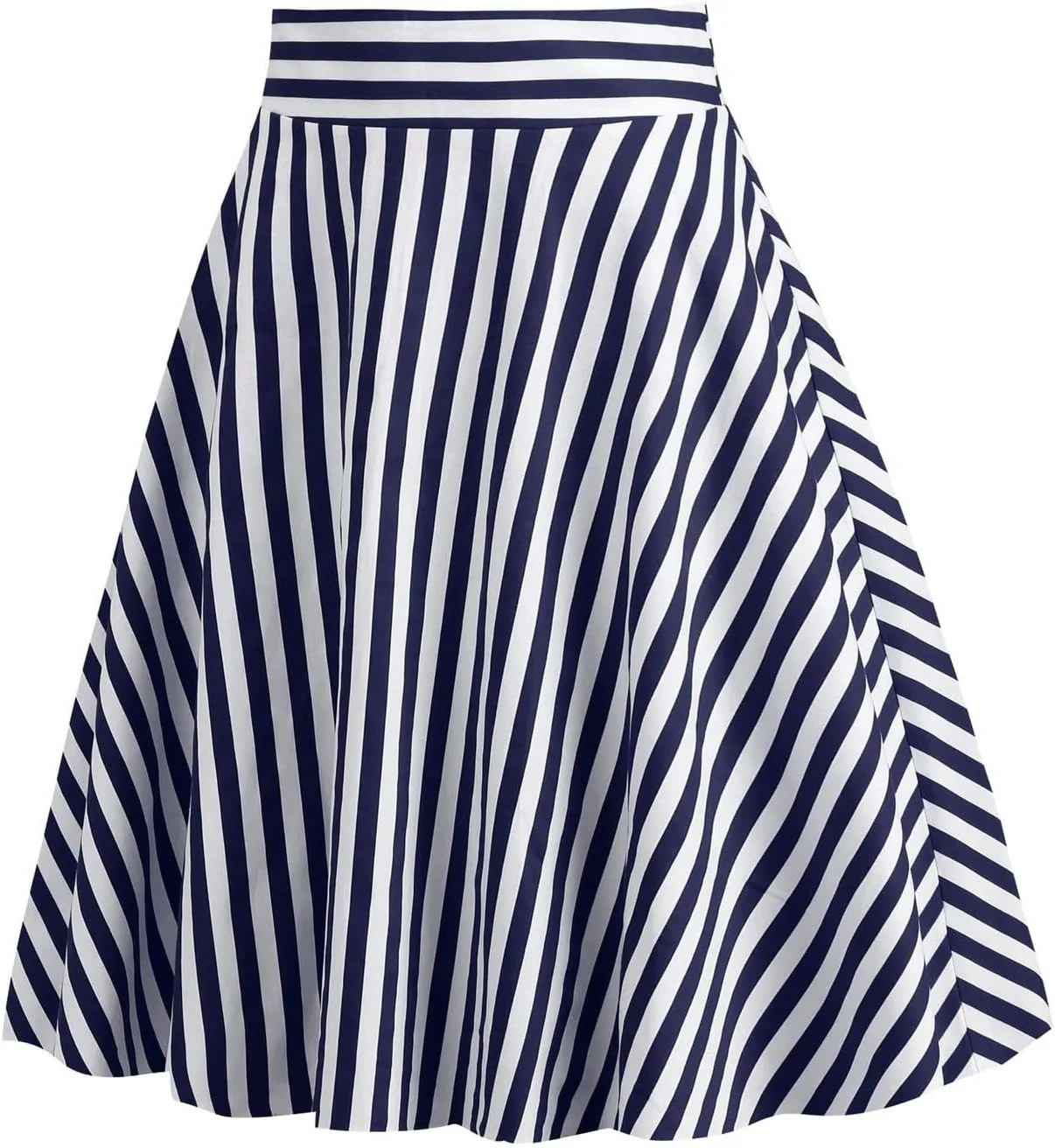 1950s Skirts for Women Vintage Striped Midi Skirt High Waist A-Line Flared Skirt Office Knee Length Stripes Skirts