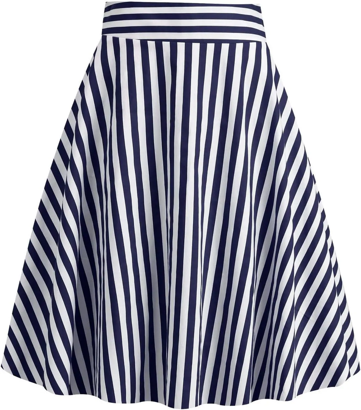 1950s Skirts for Women Vintage Striped Midi Skirt High Waist A-Line Flared Skirt Office Knee Length Stripes Skirts