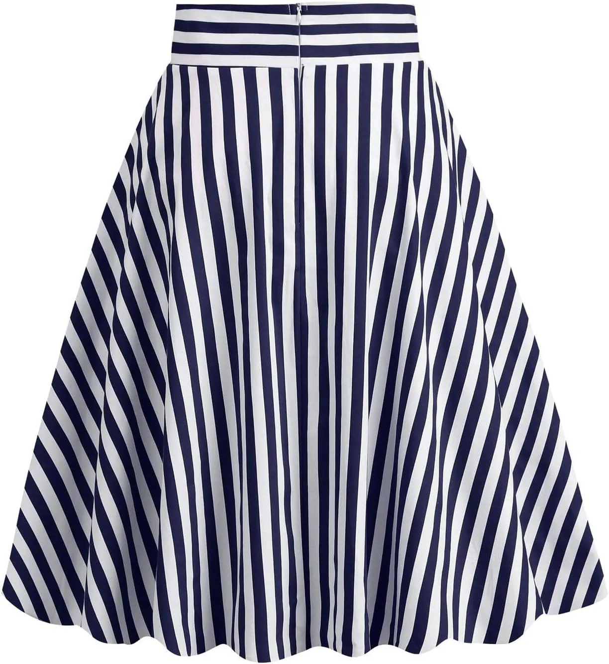 1950s Skirts for Women Vintage Striped Midi Skirt High Waist A-Line Flared Skirt Office Knee Length Stripes Skirts