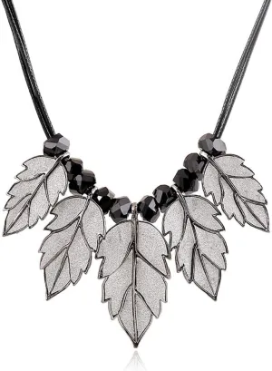 Black Resin Leaves Tassel Collar Choker Necklaces Jewelry Big Leaves Statement Women Necklaces