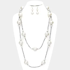 iLLASPARKZ Chunky Pearl Statement Beaded Long Necklace