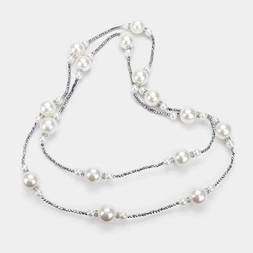 iLLASPARKZ Chunky Pearl Statement Beaded Long Necklace