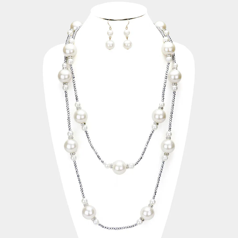 iLLASPARKZ Chunky Pearl Statement Beaded Long Necklace