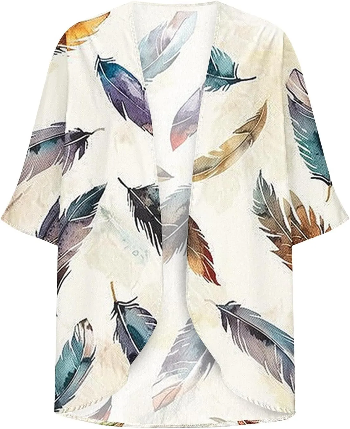 Kimonos for Women Comfy Beach Cover up Sheer Loose Open Front Cardigan Tops Blouse Summer Vacation Outfits