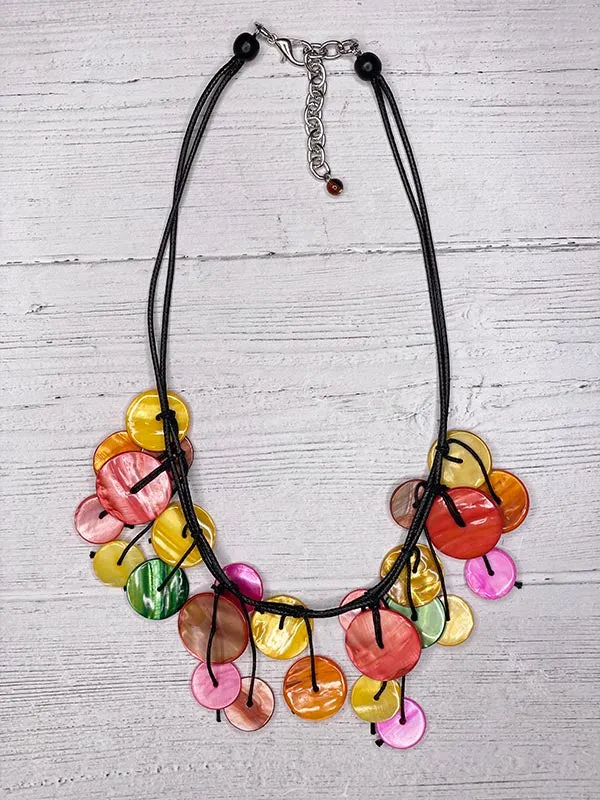 Multicolor Coins Shell Short Statement Necklace Alisha D