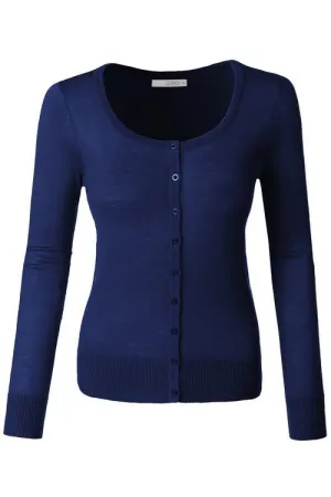 Navy Long Sleeve Button Down Cardigan