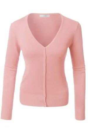 Pink V-Neck Cardigan