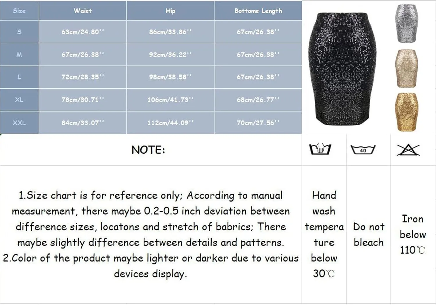 Sequin Skirt for Women, Sparkly Skirts, Sexy Glitter High Waisted Casual Midi Skirt Bodycon for Holiday/Party/Disco