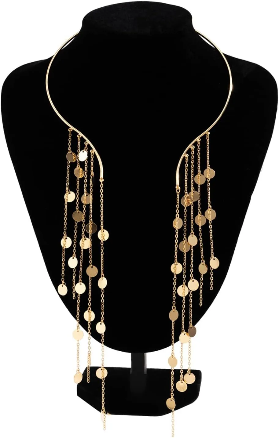 Simple Open Choker Necklaces Metal Sequin Star Tassel Clavicle Chain Necklace Summer Beach Neck Body Jewelry Statement Collar Body Chain Necklace for Women