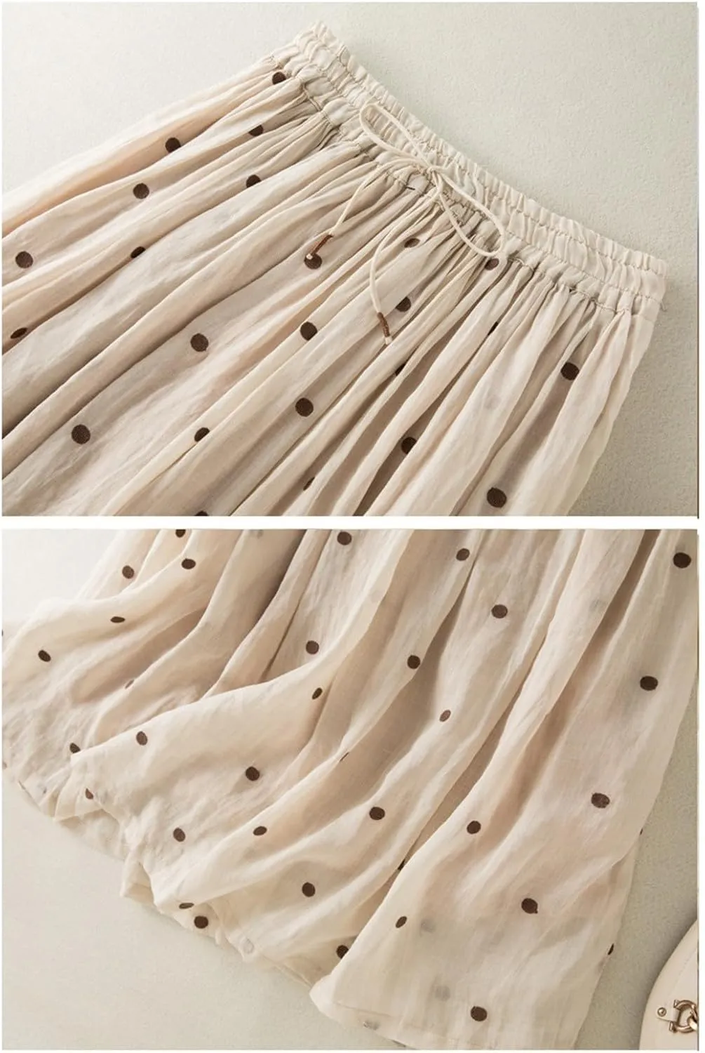 Womens Maxi Skirt for Vacation Color Block Retro A-Line Pleated Drawstring Elastic High Waist Casual Summer Skirts